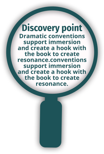 Discovery point: Dramatic conventions support immersion and create a hook with the book to create resonance.